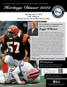 Football Great Reggie Williams Honored: Genesee County Historical Society Heritage Dinner